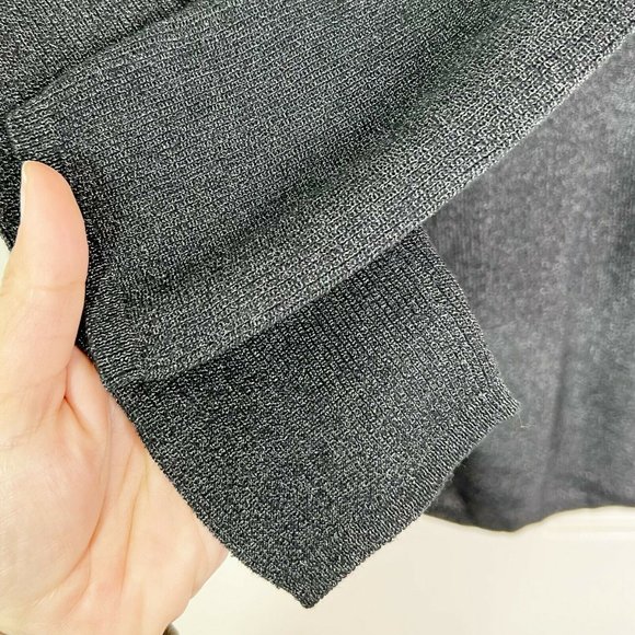 Zara Womens Black Metallic Crew Neck Pullover Asymmetrical Knit Sweater Sz M - Picture 7 of 9